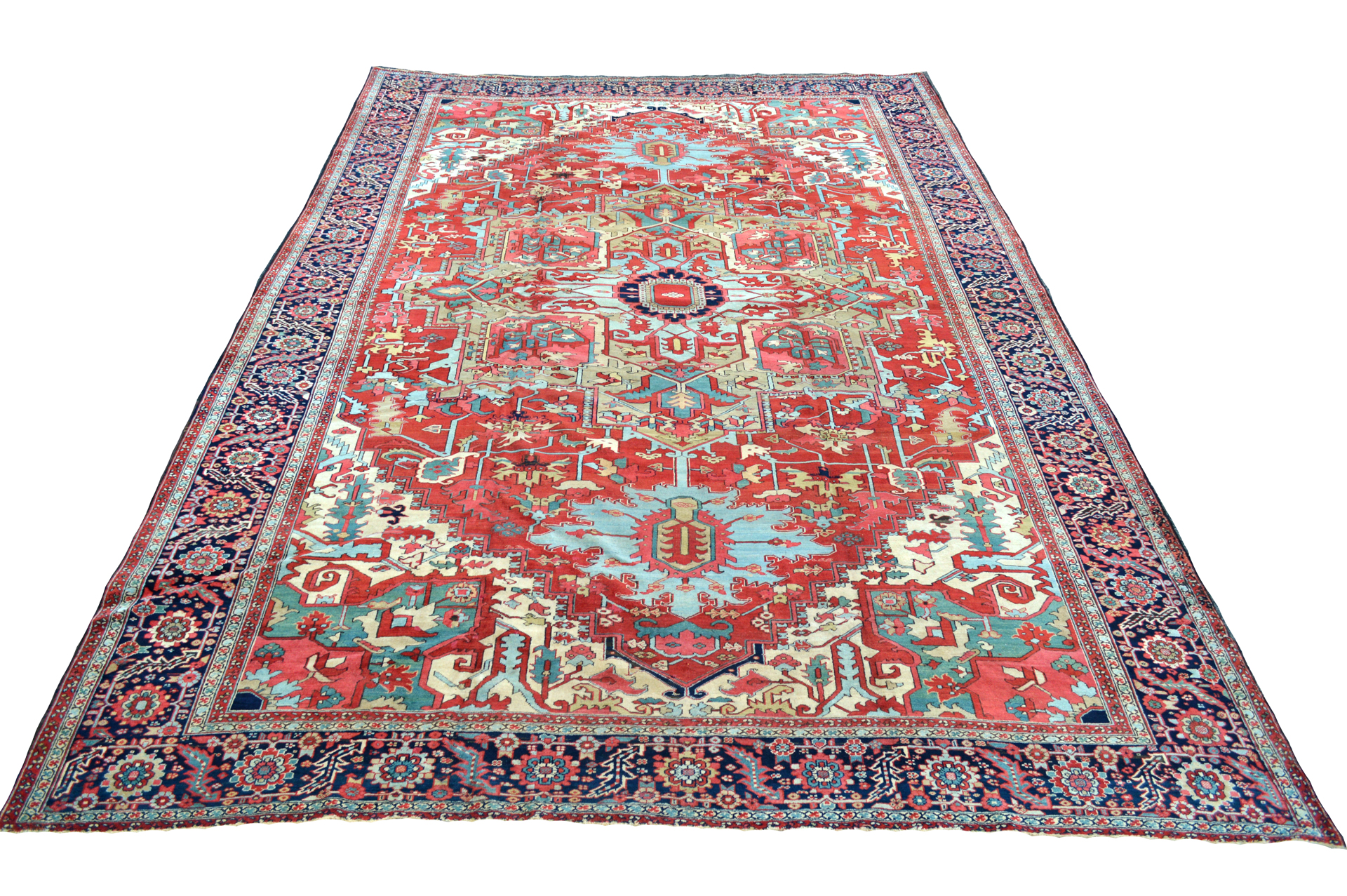 Over size antique Persian Heriz Serappi carpet