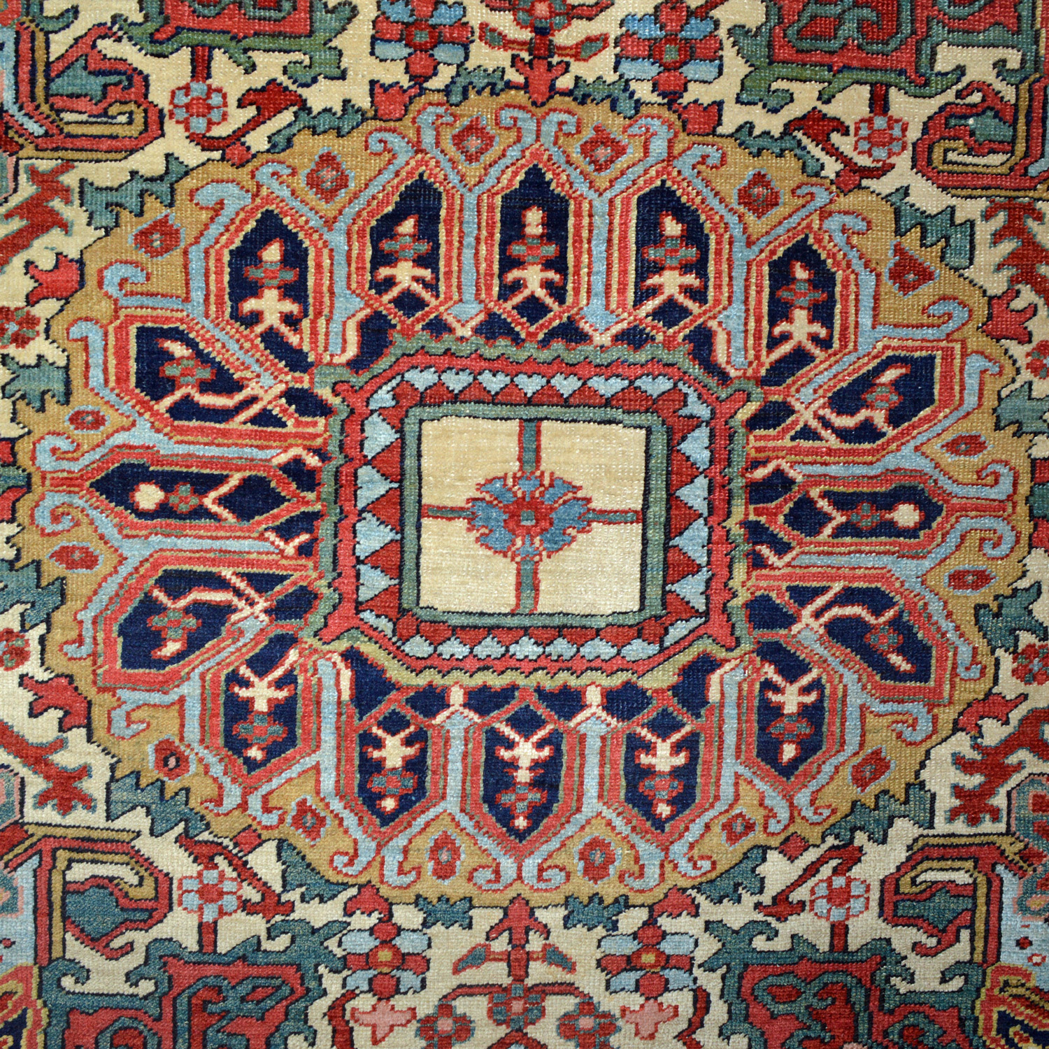 Medallion detail from an antique Persian Heriz Serapi rug