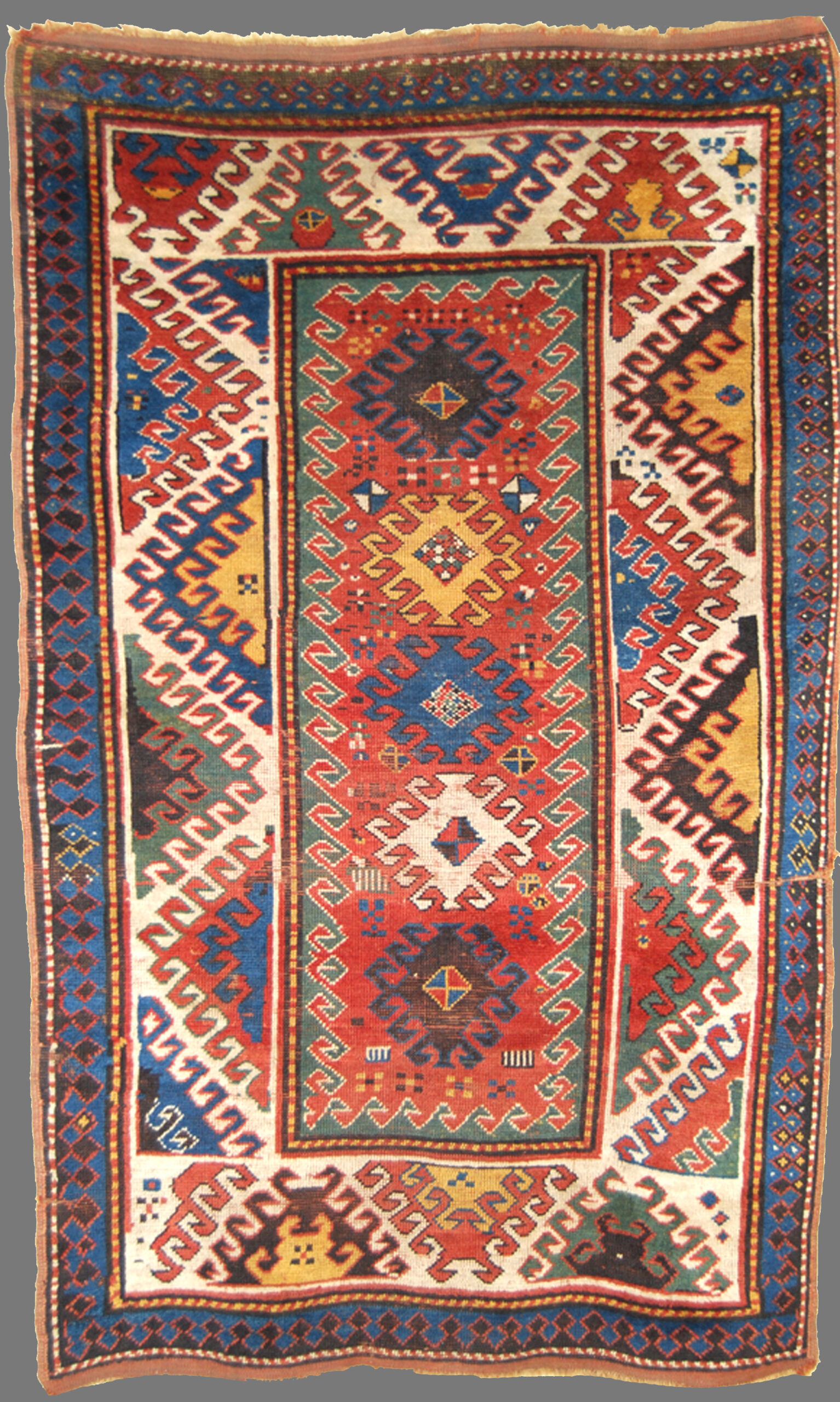 Antique southwest Caucasian Bordjalou Kazak rug