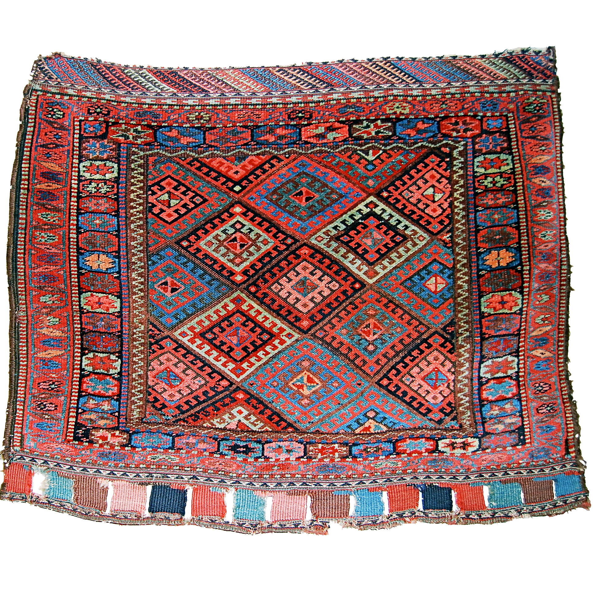 Large antique Kurdish bagface with diamond design, northwest Persia - Douglas Stock Gallery antique Oriental rug research archives
