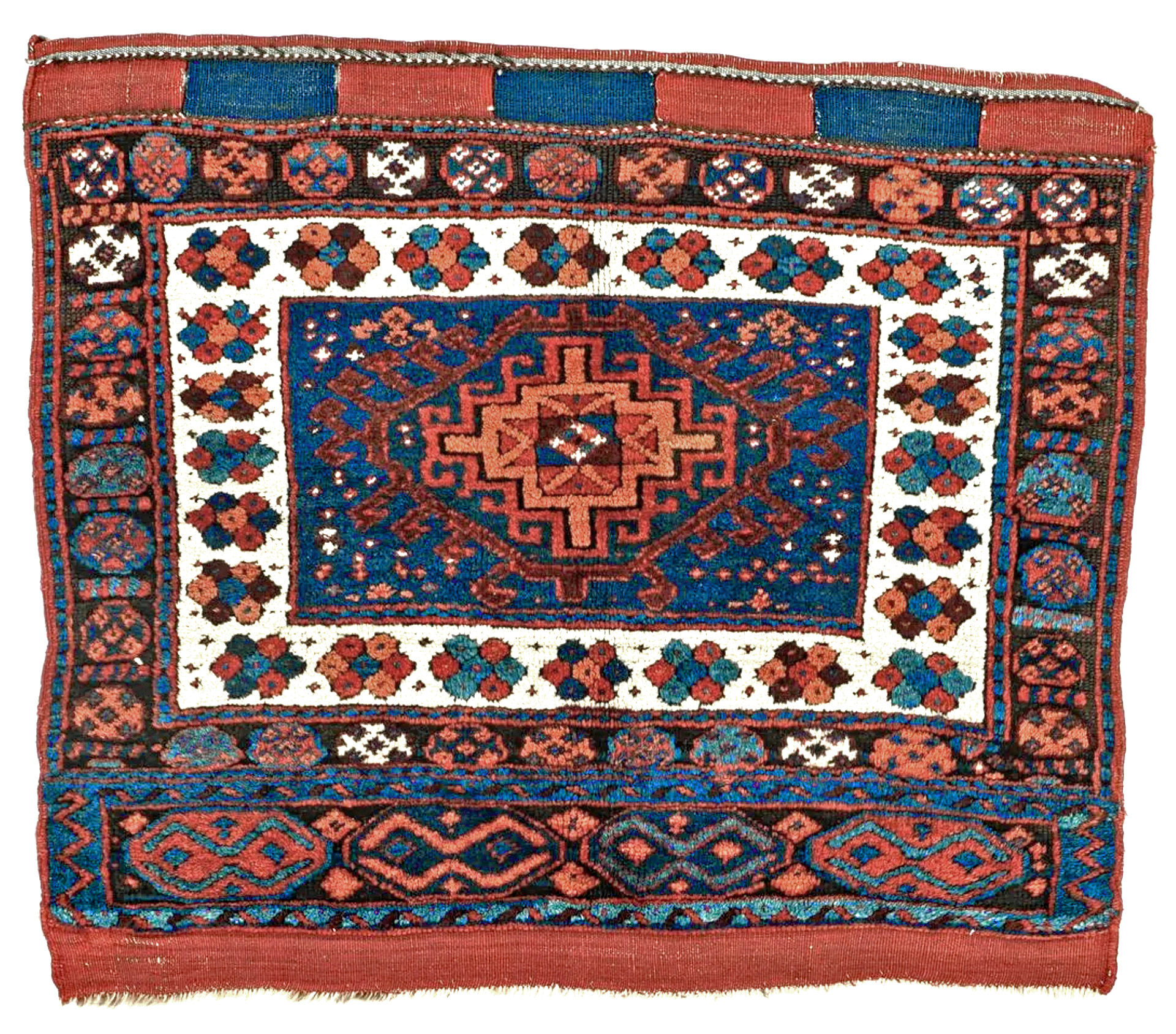 A large antique Kurdish bag face, probably woven in northwest Persia, circa 1900