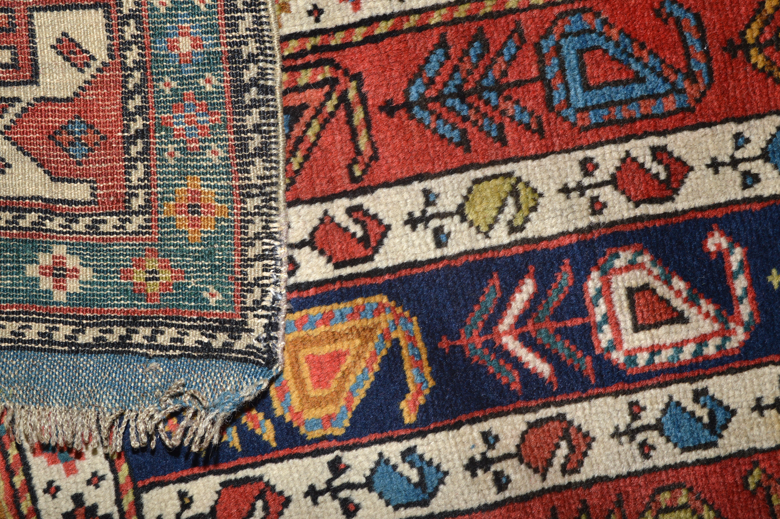 Weave of an antique Caucasian Shirvan rug, late 19th century - Douglas Stock Gallery, antique Oriental rugs, antique Caucasian rugs, antique Persian rugs, Boston,MA area