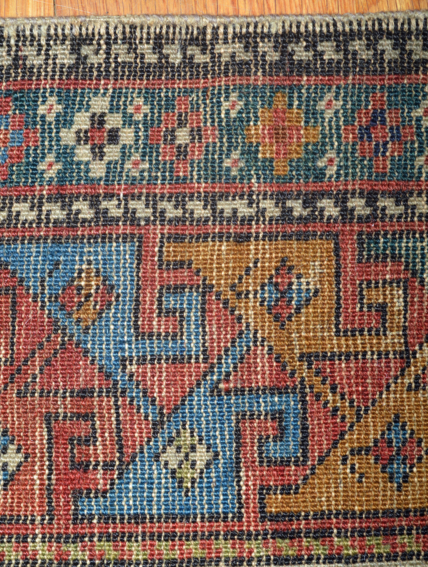 Weave and selvedge detail from an antique Caucasian Shirvan rug - Douglas Stock Gallery, antique rugs, South Natick/Wellesley, MA area