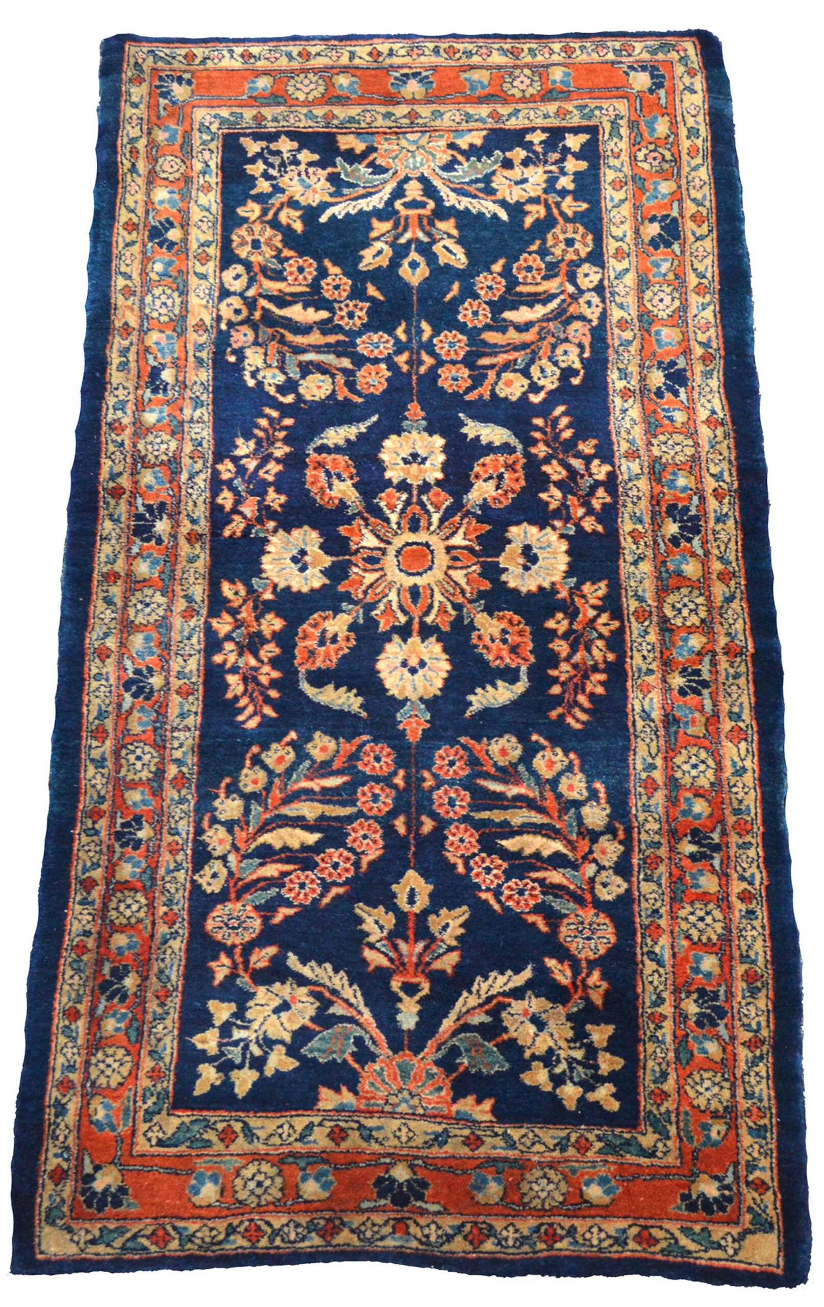 Persian Mahajaran Sarouk rug with a floral design on a navy blue field - Douglas Stock Gallery, antique Oriental rugs, Boston,MA area, South Natick / Wellesley area Oriental rugs