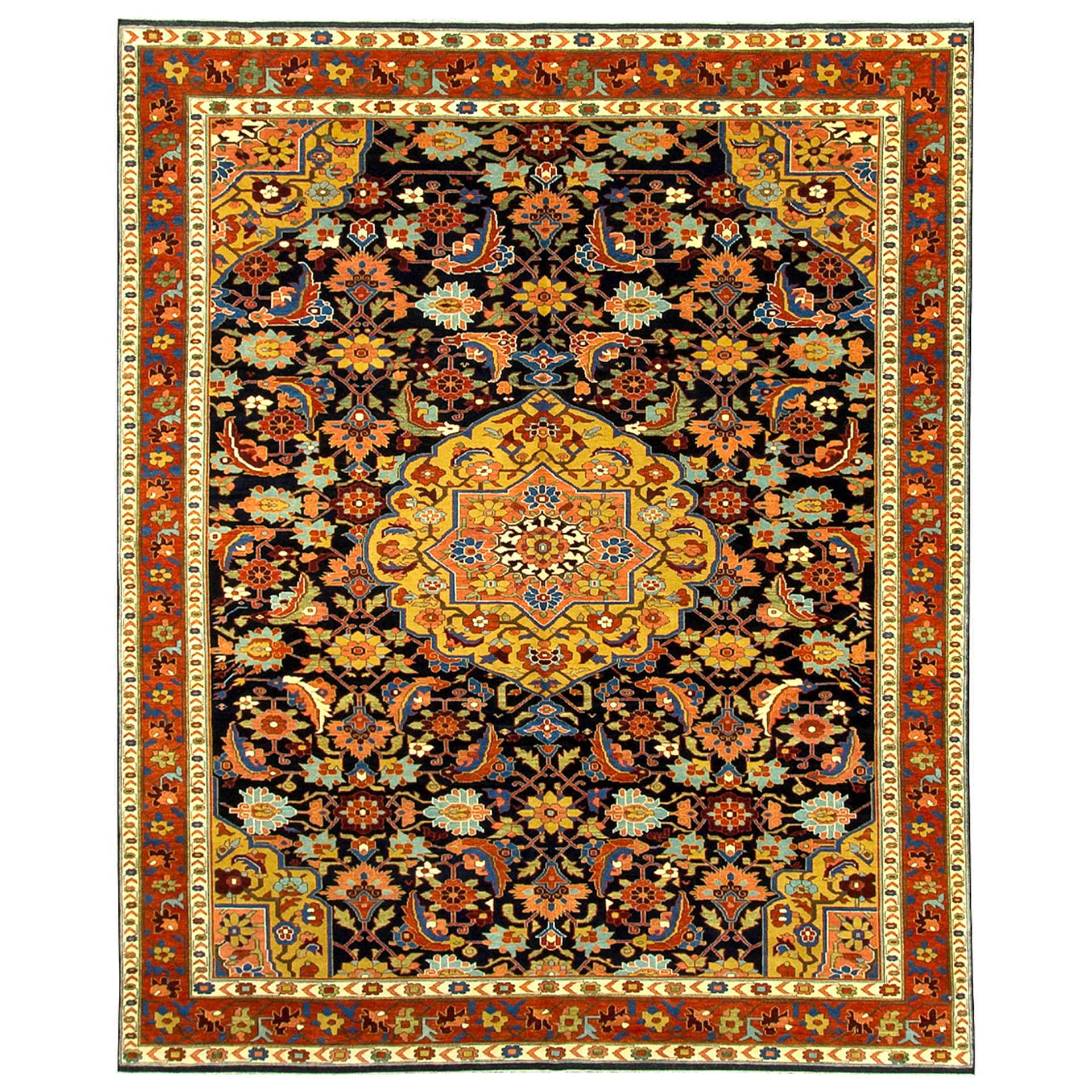 New hand woven Turkish carpet utilizing natural dyes and hand spun wool and featuring a classical Persian Herati design - Douglas Stock Gallery, antique and new Oriental rugs Boston,MA, South Natick, Wellesley, Weston,MA area, hand woven Oriental rugs New England