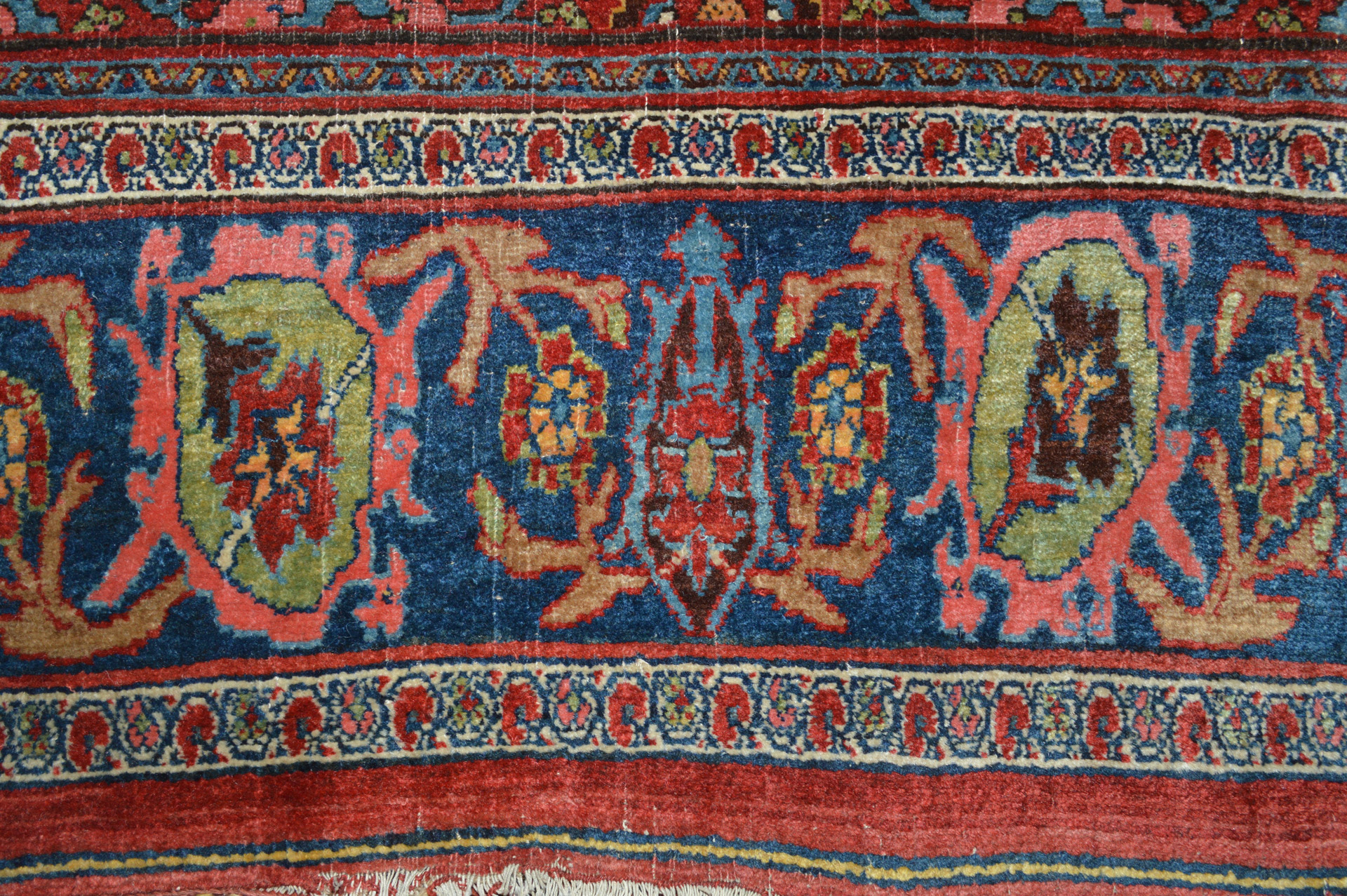 Detail of the border from an antique Persian Bidjar carpet - Douglas Stock Gallery, antique Oriental rugs Boston,MA area New England, antique Persian carpets