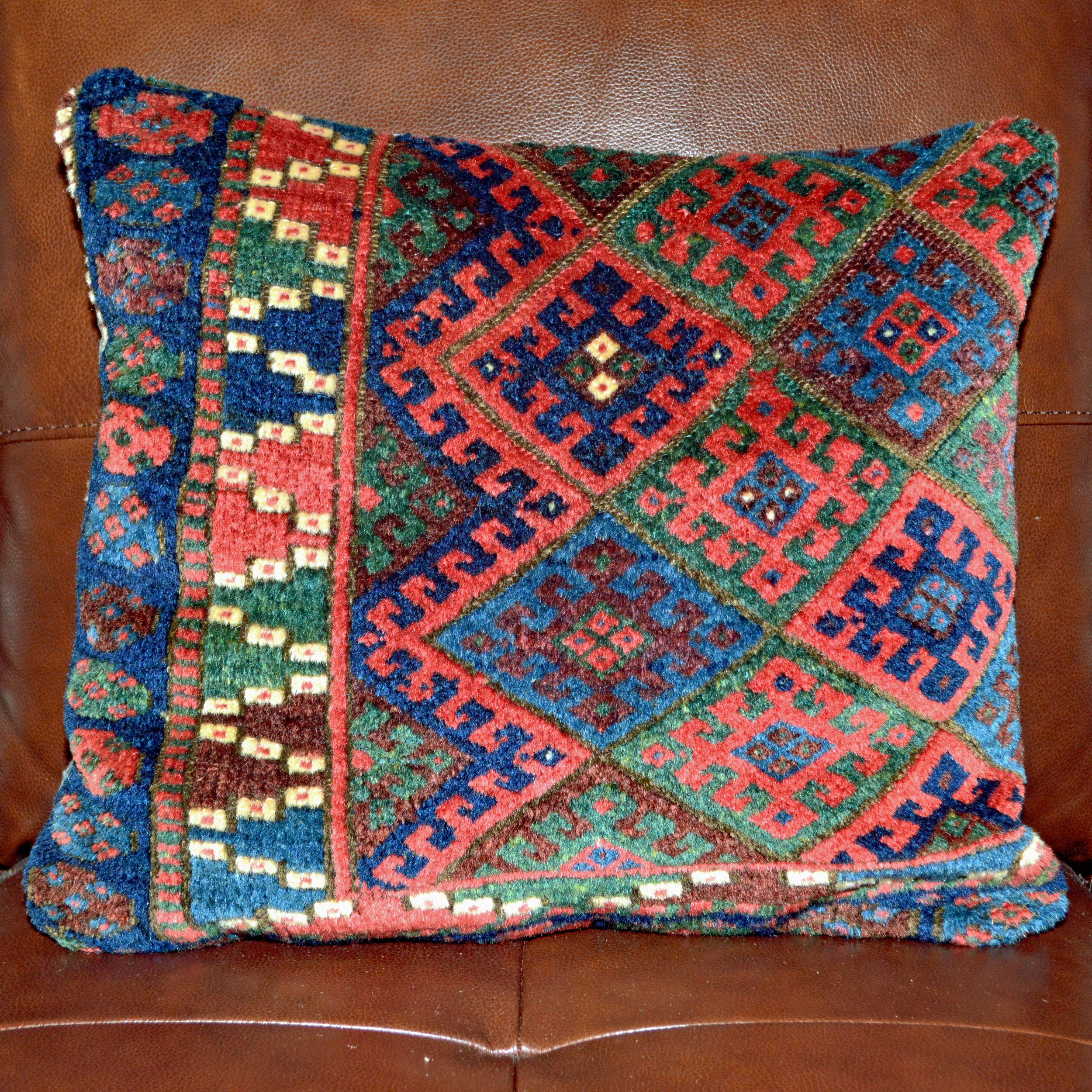 Antique Kurdish bag face fragment pillow - Douglas Stock Gallery, antique rugs Boston,MA area, antique rugs, antique rug pillows, New England