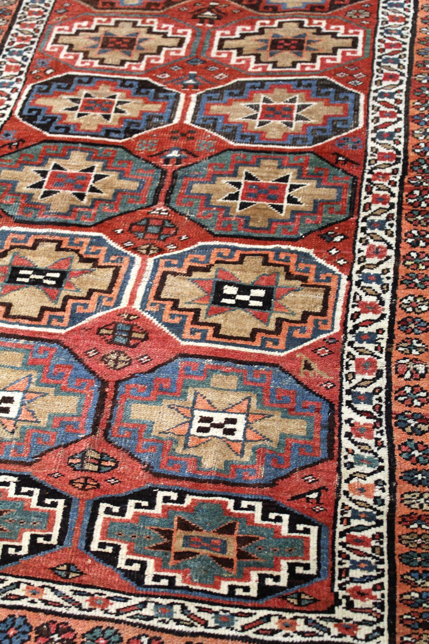 Antique Kurdish rug with Memling Gul design, northwest Persia, Kurdistan province, circa 1900 - Douglas Stock Gallery, antique rugs Boston,MA area