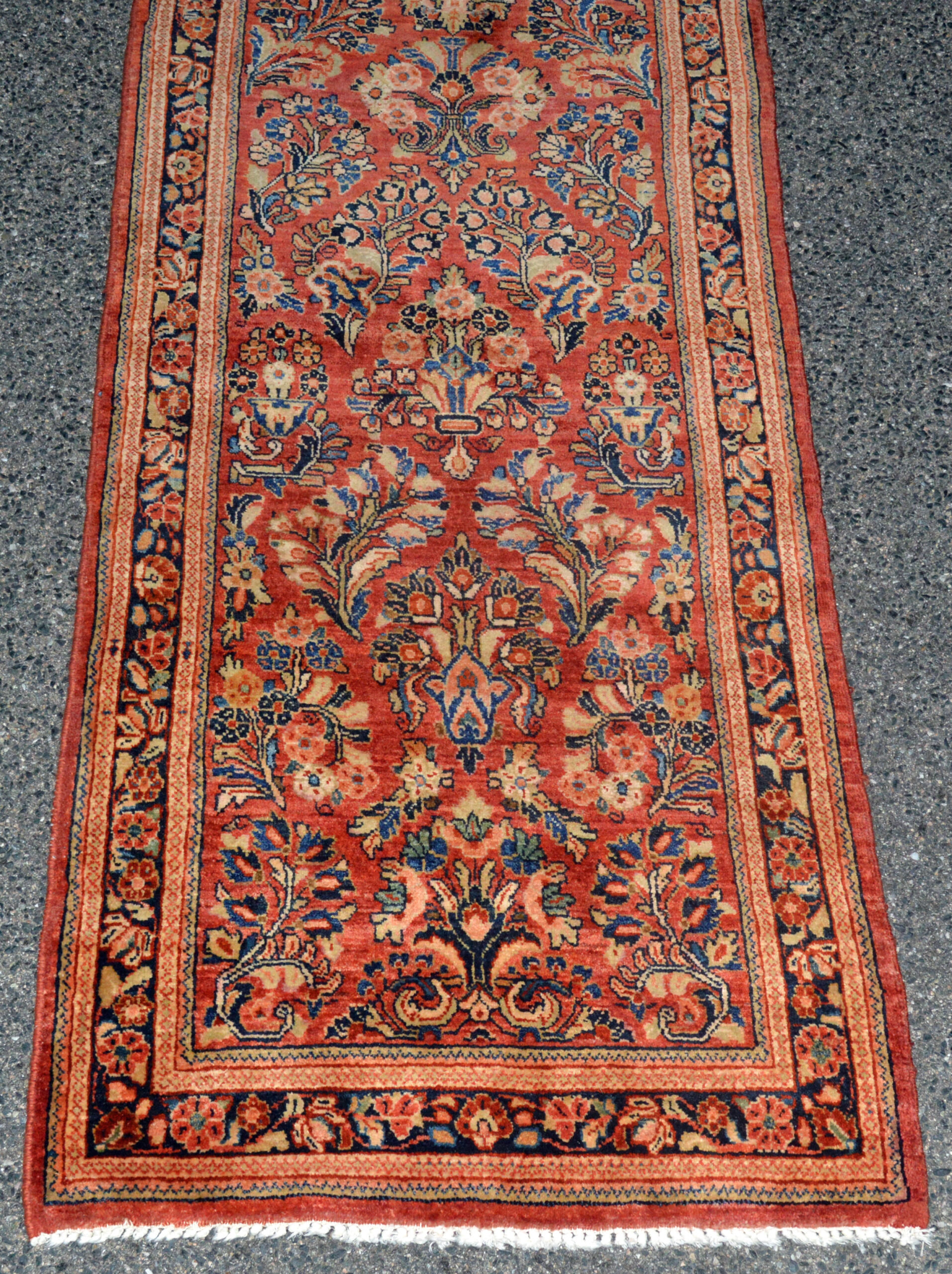Field and border detail of a vintage Persian Sarouk runner rug, Douglas Stock Gallery, Oriental rugs Boston,MA area
