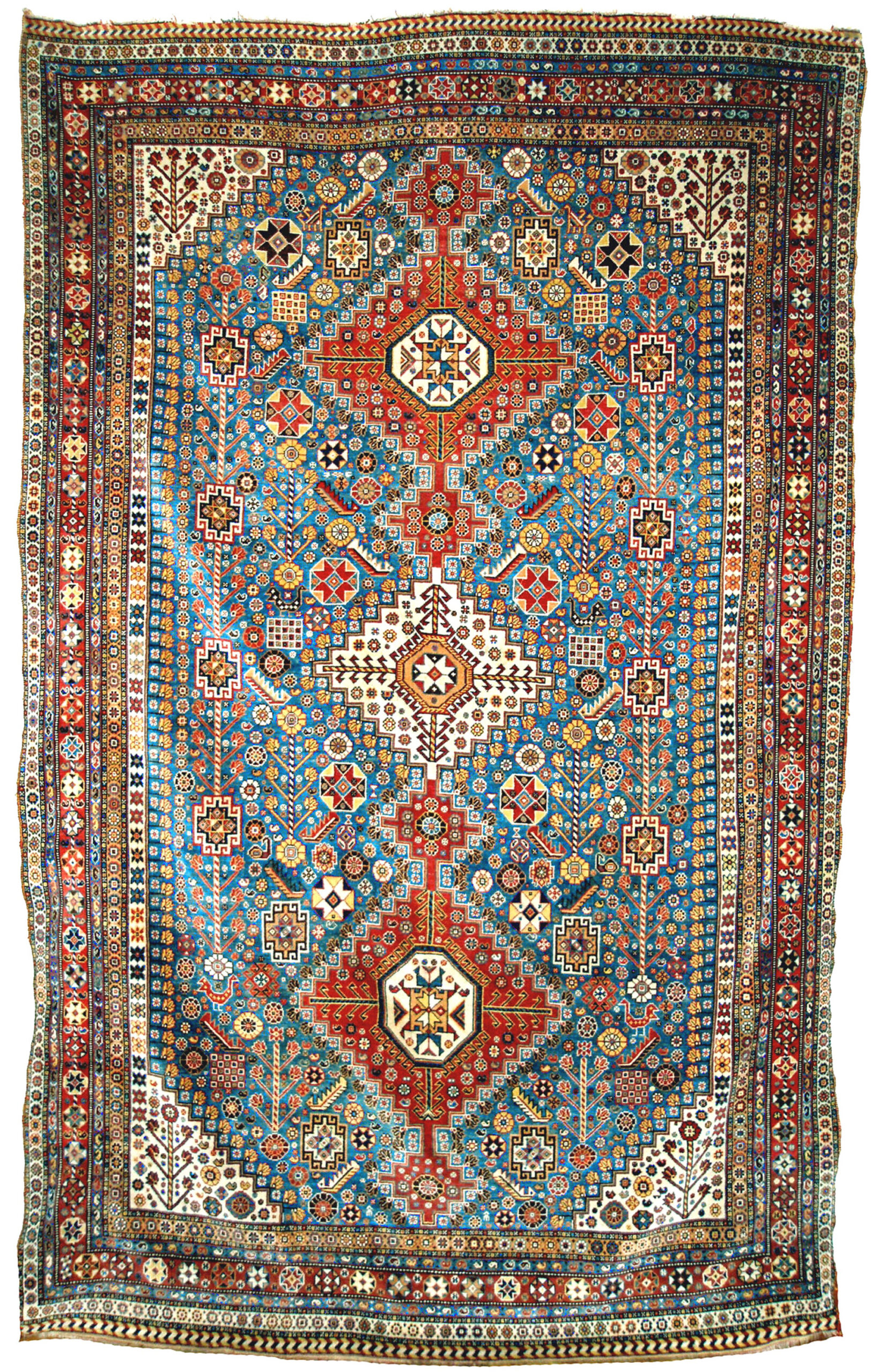 Antique southwest Persian QashQa'i tribal carpet, Douglas Stock Gallery, antique rug research archives