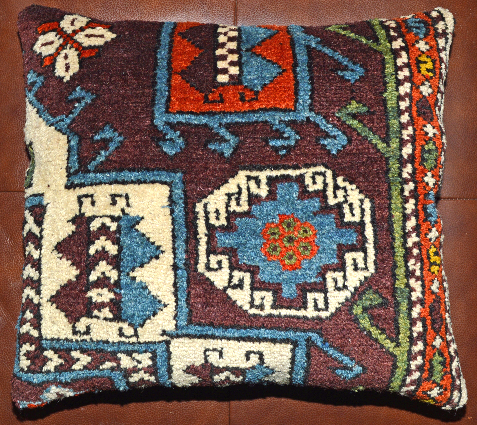 Antique Turkish rug pillow, Douglas Stock Gallery, antique rugs Boston,MA area, antique rug pillows, antique Oriental rug cushions