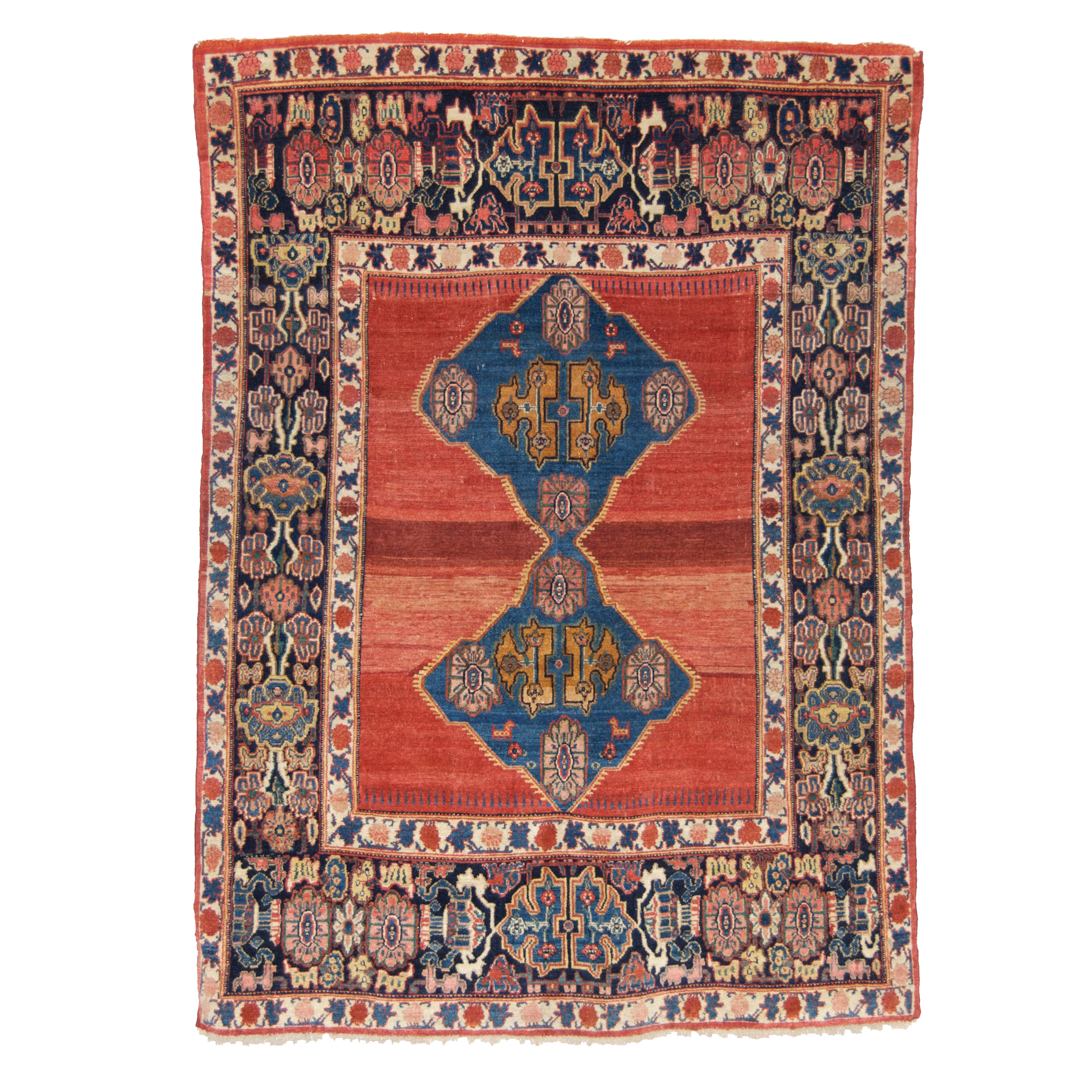 Antique Persian Senneh rug with open field design, Douglas Stock Gallery Antique Rug Research Archives, antique rugs Boston,MA area