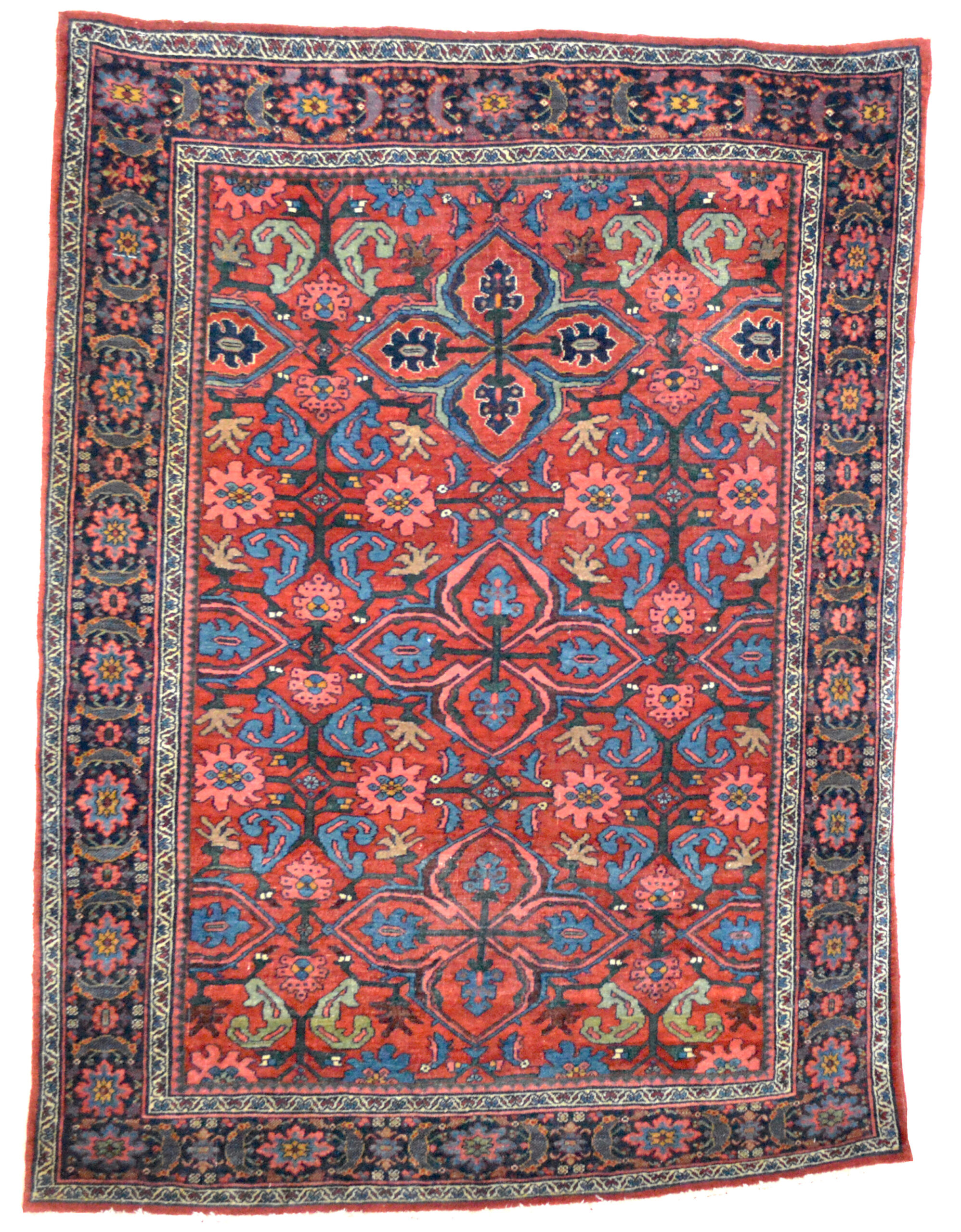 Antique Bidjar rug with Quatrefoil motifs on a red field, northwest Persia, circa 1900, Douglas Stock Gallery, antique Persian rugs Boston,MA area, antique rugs South Natick, Wellesley MA area