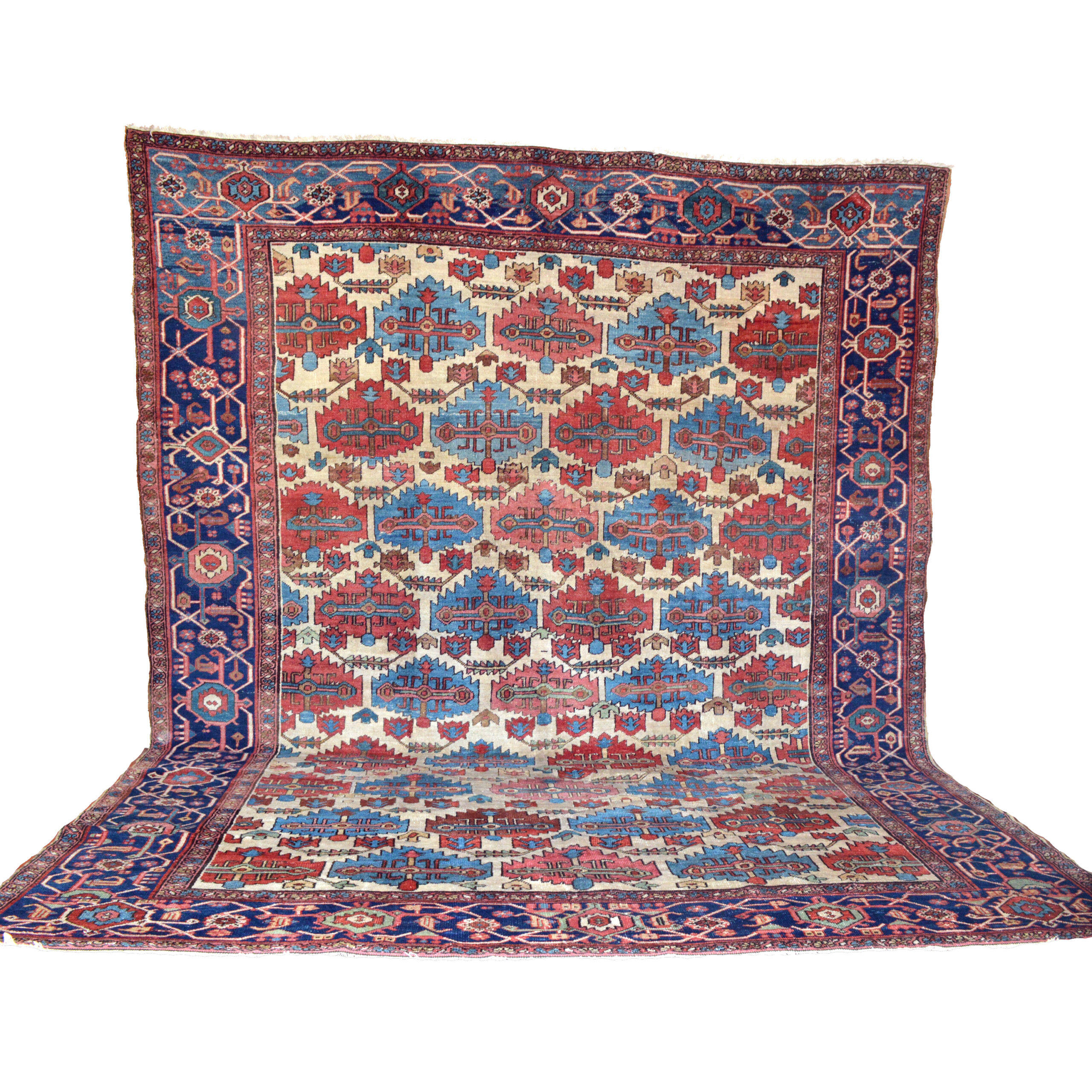 An antique northwest Persian carpet from the Heriz district, possibly from the village of Bakshaish. Douglas Stock Gallery Antique Carpet Research Archives, antique Oriental rugs Boston,MA area, antique carpets New England, antique decorative carpets New York