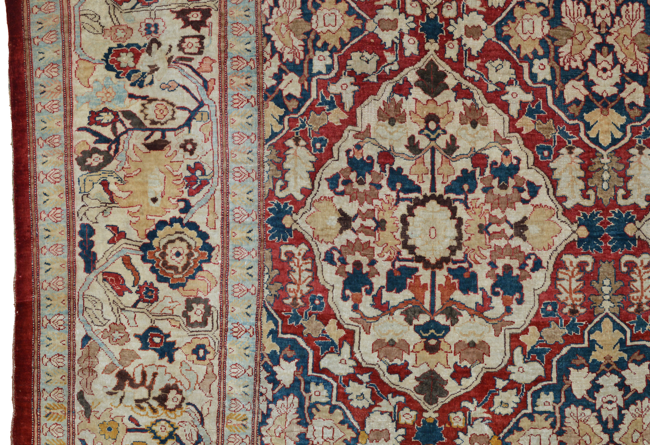 Detail of an antique Persian silk Heriz or Tabriz rug, circa 1880 - Douglas Stock Gallery, Important antique Oriental rugs Boston,MA area, New England, antique rugs New York, antique rugs Washington DC