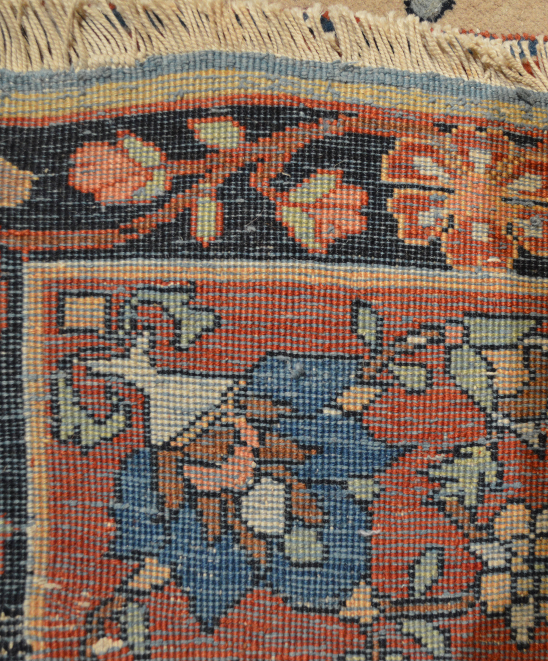 Weave of an antique Persian Sarouk or Tabriz rug, circa 1925 - Douglas Stock Gallery, Boston,MA area antique Oriental rugs