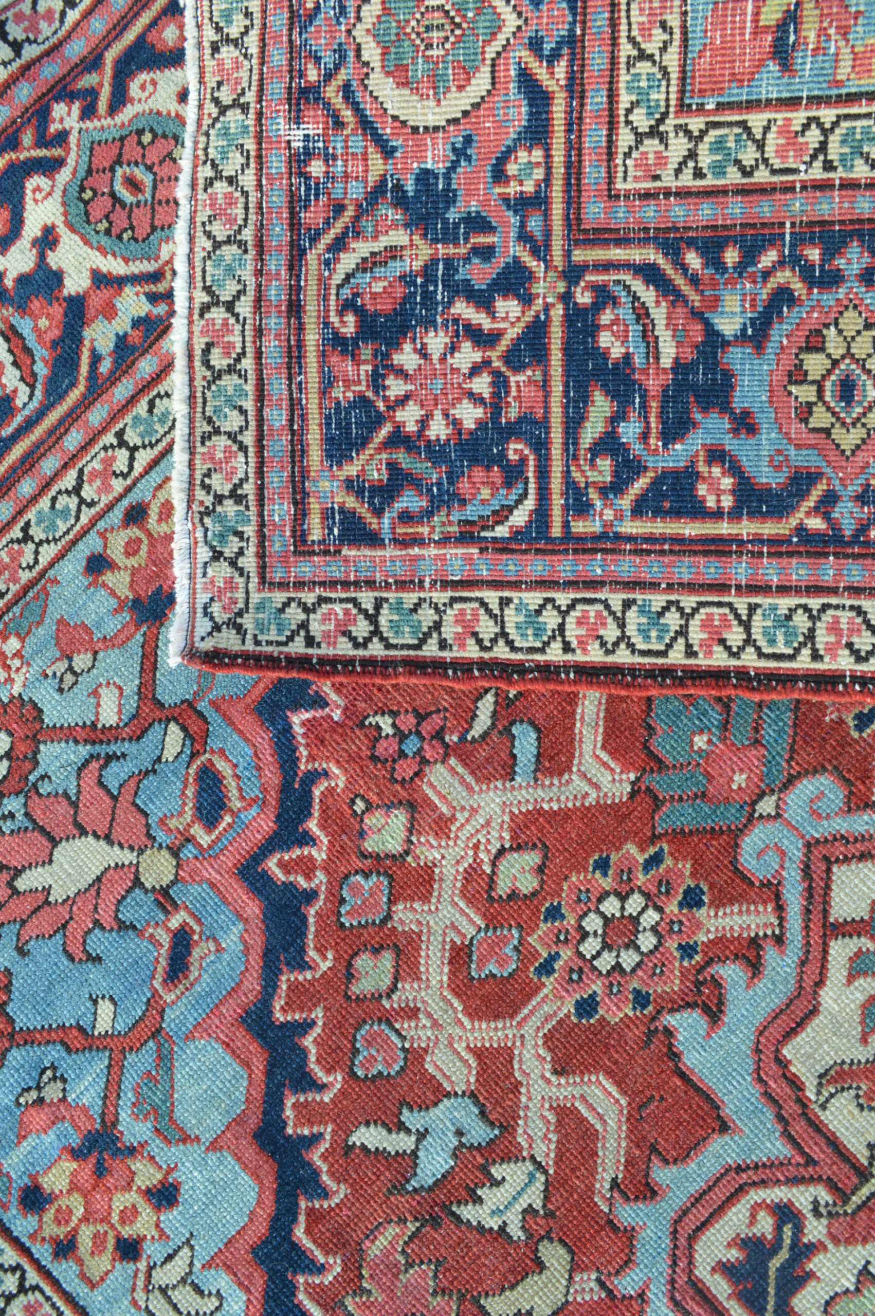 Weave detail of an antique northwest Persian Heriz "Serapi" rug - Douglas Stock Gallery, antique Oriental rugs Boston, NYC, DC