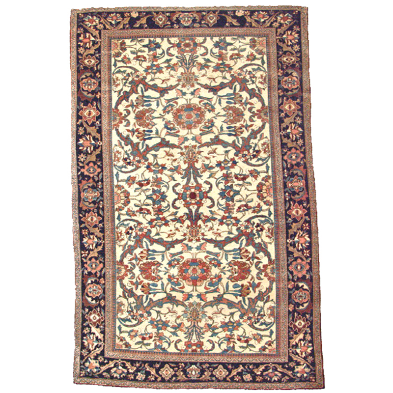 Antique Fereghan Sarouk rug with an all-over floral design on an ivory field, Douglas Stock Gallery Antique Oriental Rug Research Archives