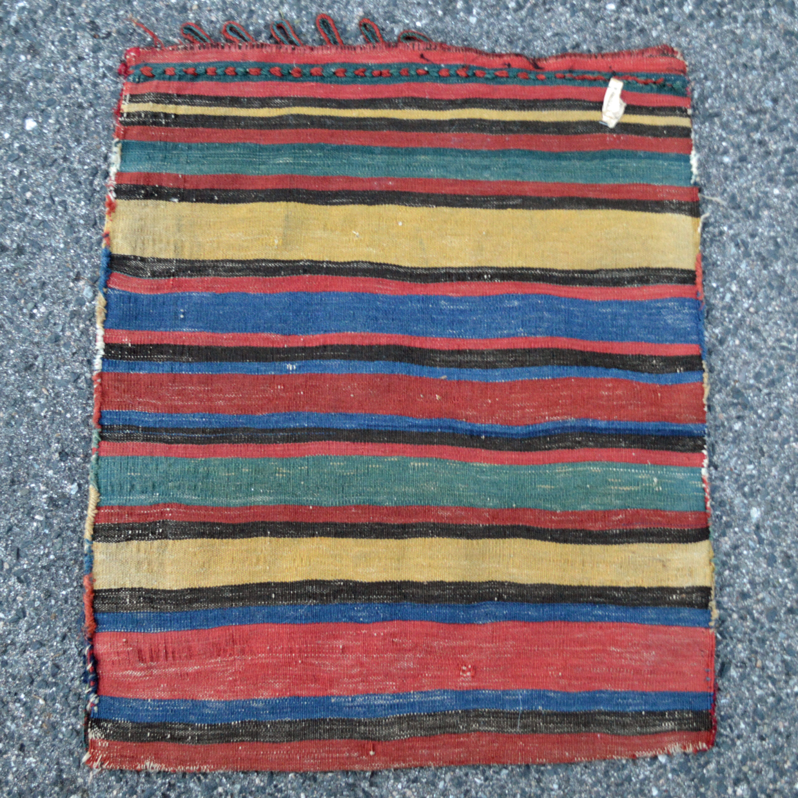 Vertically striped kilim back from an antique Caucasian bag, Douglas Stock Gallery, antique bags, antique bag faces, antique tribal rugs