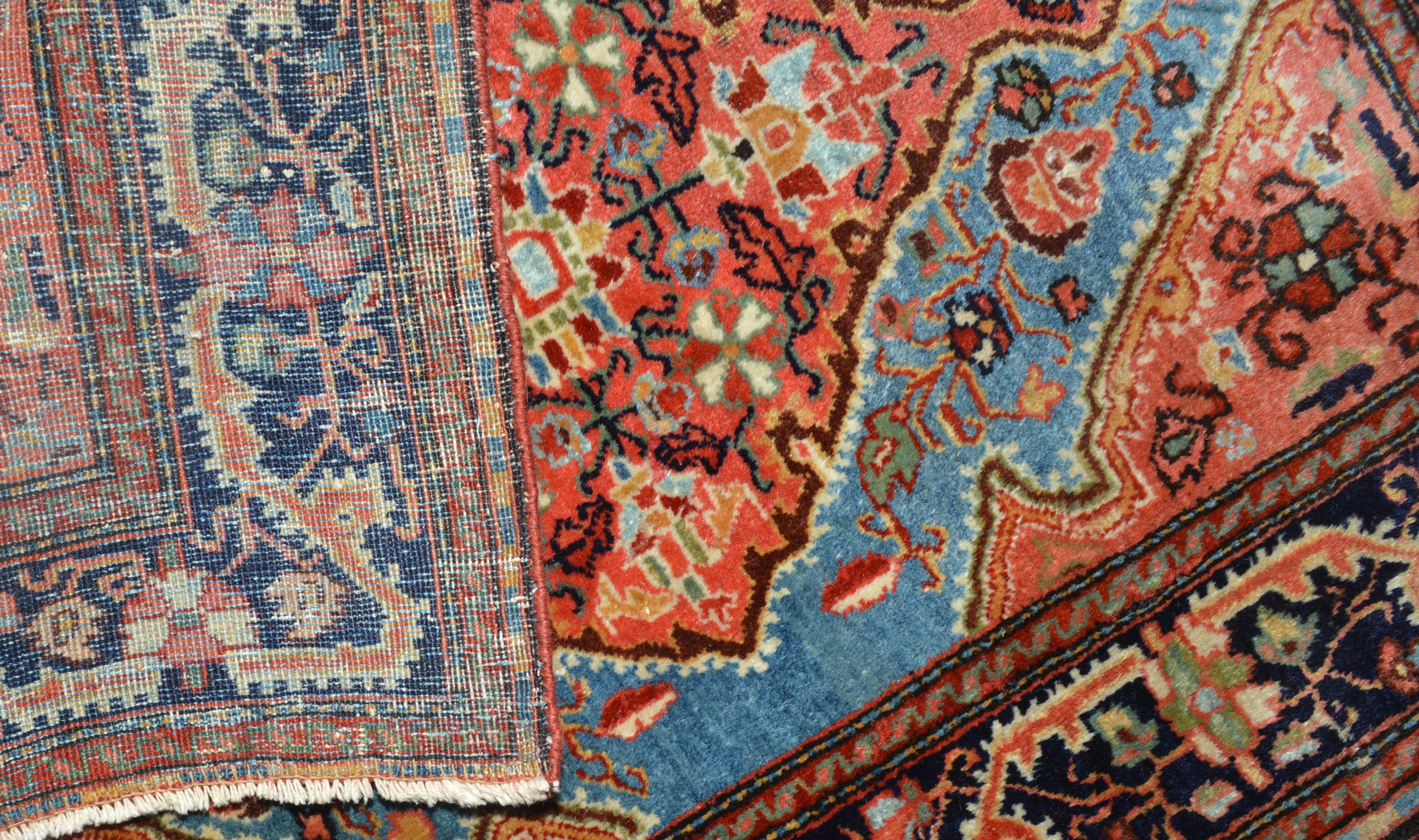 Weave detail from an antique Persian Jozan Sarouk rug - Douglas Stock Gallery, antique Persian rugs Boston,MA area