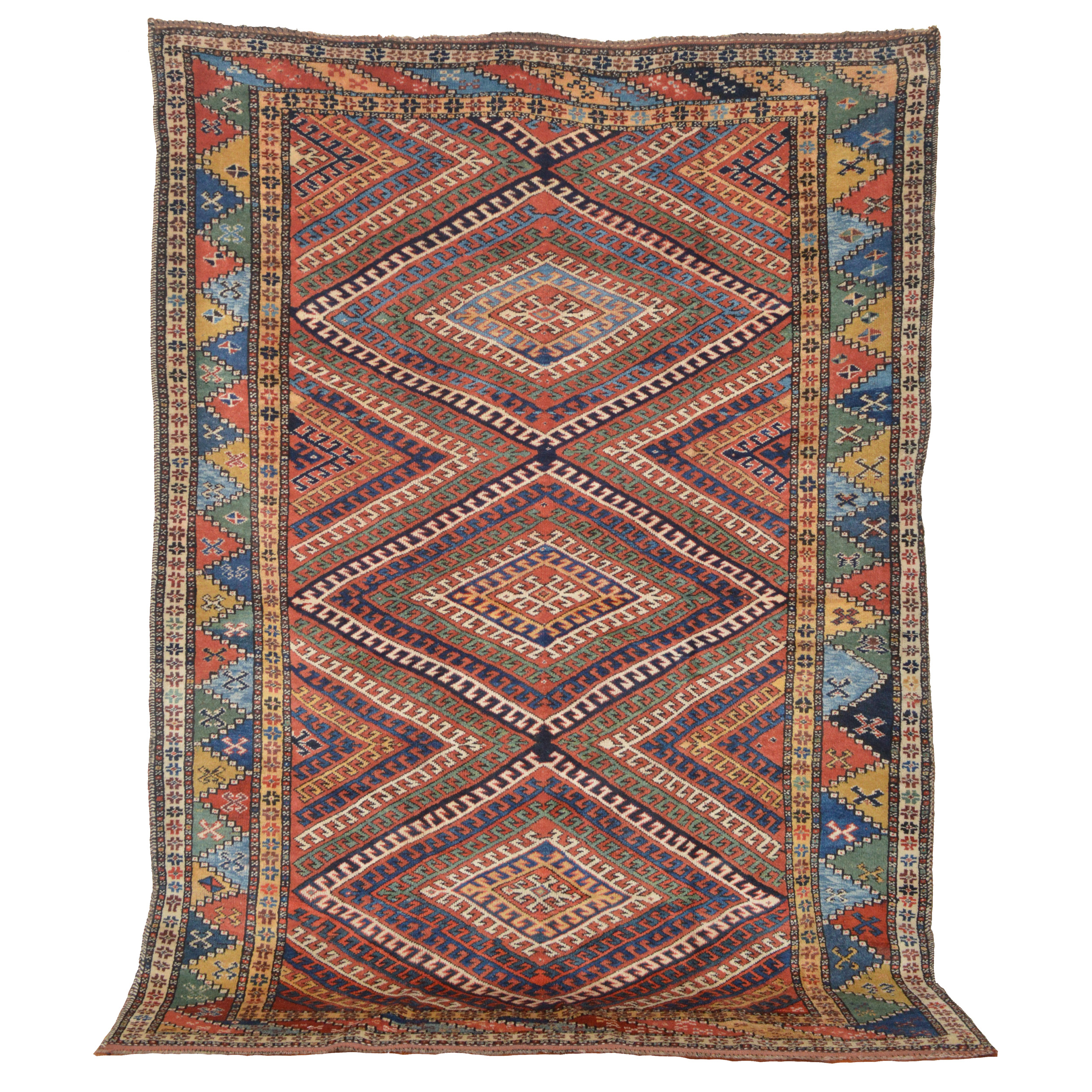 Antique south Persian Luri tribal "eye dazzler" rug, circa 1880. Douglas Stock Gallery offers a selection of antique Persian tribal rugs including rugs by the QashQa'i, Luri, Afshar and Bakhtiari tribes. Antique rugs Boston,MA area New England, antique rugs New York, antique rugs Washington DC