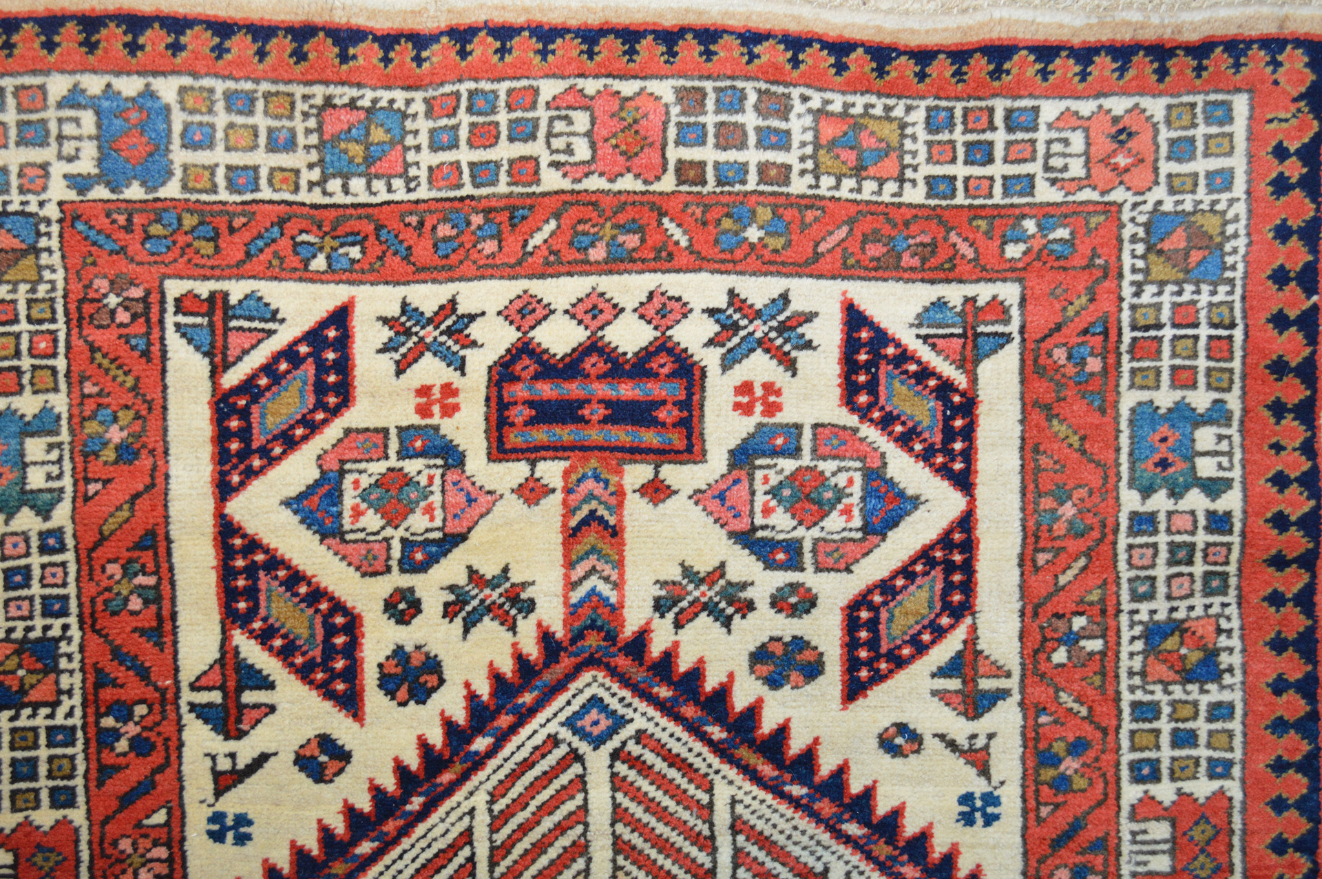 Detail of the field and border from a 3'5" x 8' antique northwest Persian Serab rug, circa 1930. Douglas Stock Gallery, antique Persian rugs Boston,MA area New England, antique rugs New York