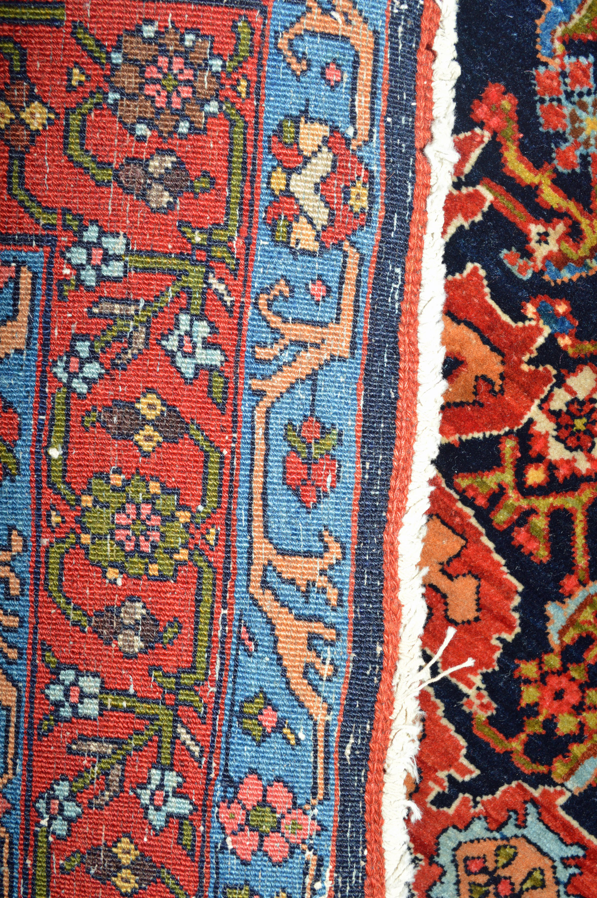 Weave detail of a densely woven antique Persian Bidjar rug - Douglas Stock Gallery, antique Persian rugs Boston,MA area, antique Persian rugs New England, antique Persian rugs New York