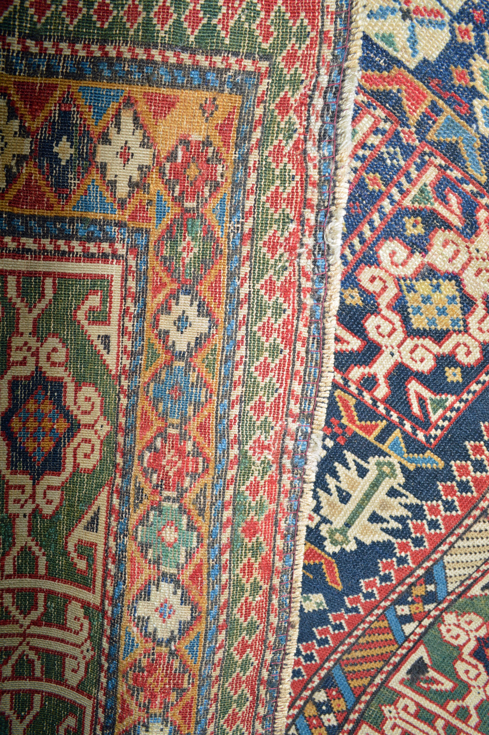 Weave detail from an antique Shirvan rug, northeast Caucasus, circa 1880 - Douglas Stock Gallery, antique Oriental rugs Boston, antique rugs New England, antique rugs New York by appointment, antique Oriental rugs Washington DC, antique rugs Houston, antique rugs Florida, antique rugs Los Angeles