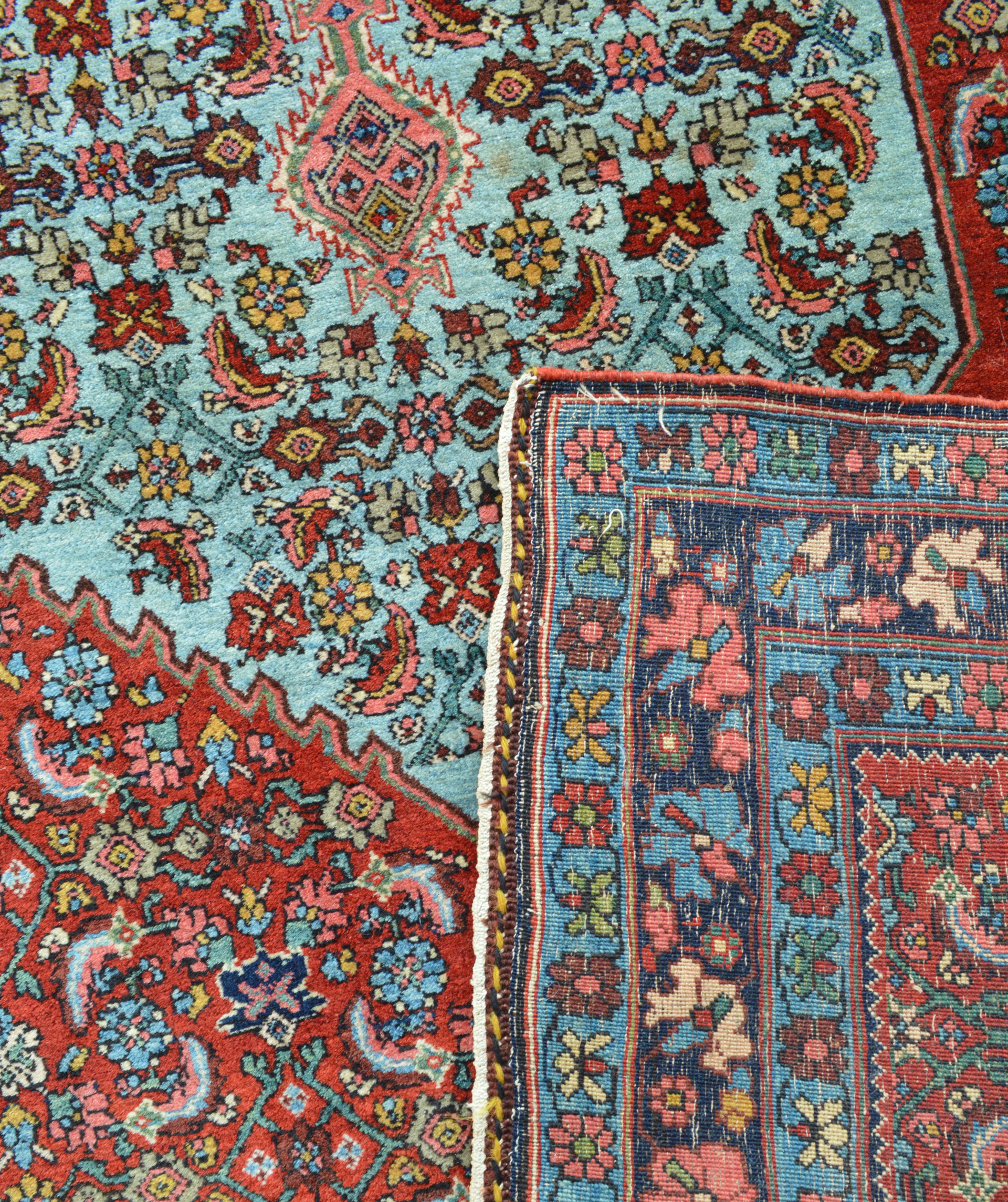 Weave detail from an antique Persian Bijar rug.