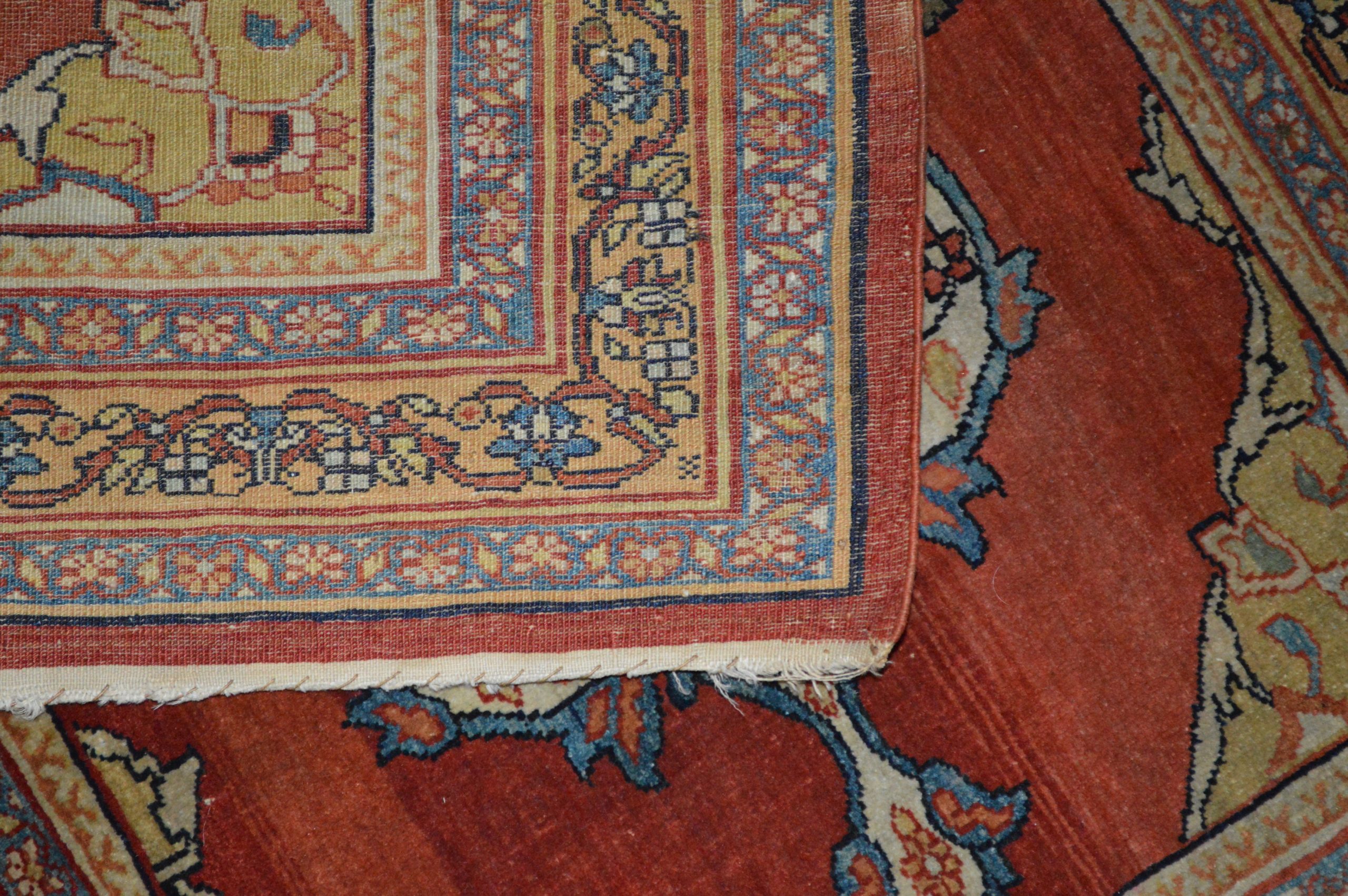 Weave detail from a very finely woven antique Persian Tabriz rug, northwest Persia, circa 1875. Douglas Stock Gallery.